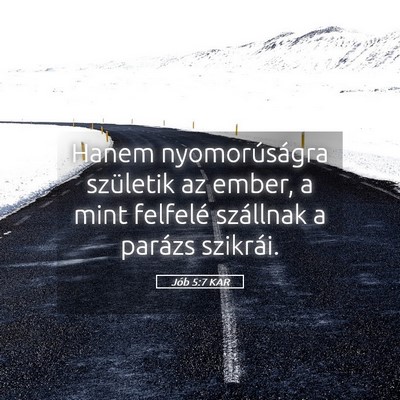 Picture 05 - Jób 5:7 KAR - Hanem nyomorúságra születik az ember, a mint - Bible Verse Picture