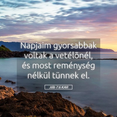 Picture 05 - Jób 7:6 KAR - Napjaim gyorsabbak voltak a vetélõnél, és - Bible Verse Picture