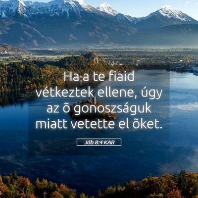 Picture 05 - Jób 8:4 KAR - Ha a te fiaid vétkeztek ellene, úgy az õ - Bible Verse Picture