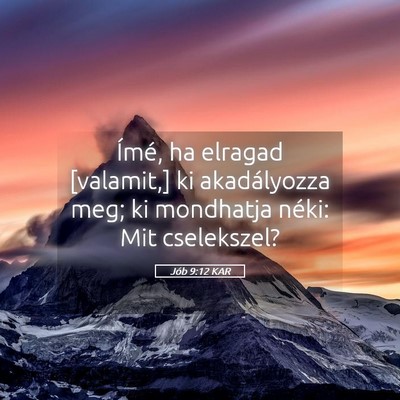 Picture 05 - Jób 9:12 KAR - Ímé, ha elragad [valamit,] ki akadályozza meg; - Bible Verse Picture