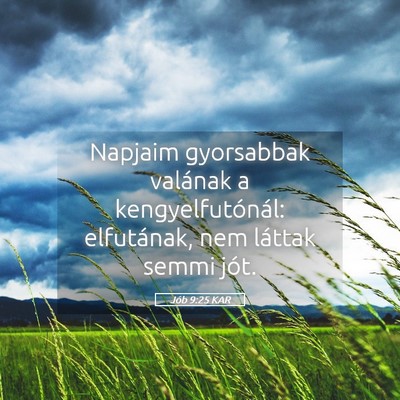 Picture 05 - Jób 9:25 KAR - Napjaim gyorsabbak valának a kengyelfutónál: - Bible Verse Picture