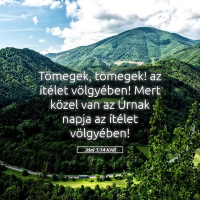 Picture 05 - Jóel 3:14 KAR - Tömegek, tömegek! az ítélet völgyében! Mert - Bible Verse Picture