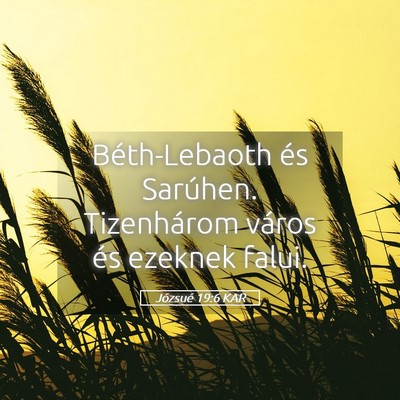 Picture 05 - Józsué 19:6 KAR - Béth-Lebaoth és Sarúhen. Tizenhárom város - Bible Verse Picture