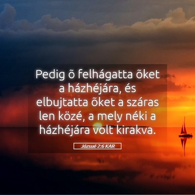 Picture 05 - Józsué 2:6 KAR - Pedig õ felhágatta õket a házhéjára, és - Bible Verse Picture