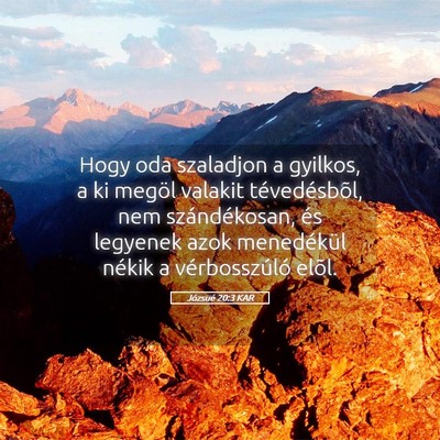 Picture 05 - Józsué 20:3 KAR - Hogy oda szaladjon a gyilkos, a ki megöl valakit - Bible Verse Picture