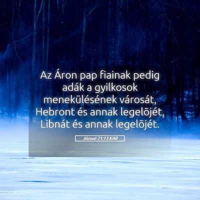 Picture 05 - Józsué 21:13 KAR - Az Áron pap fiainak pedig adák a gyilkosok - Bible Verse Picture