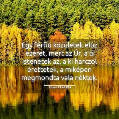 Picture 05 - Józsué 23:10 KAR - Egy férfiú közületek elûz ezeret, mert az - Bible Verse Picture
