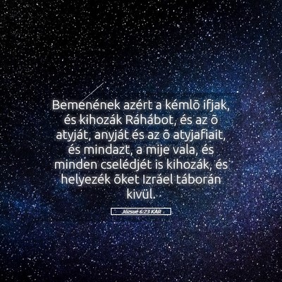 Picture 05 - Józsué 6:23 KAR - Bemenének azért a kémlõ ifjak, és kihozák - Bible Verse Picture