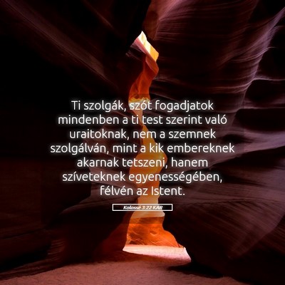 Picture 05 - Kolossé 3:22 KAR - Ti szolgák, szót fogadjatok mindenben a ti test - Bible Verse Picture