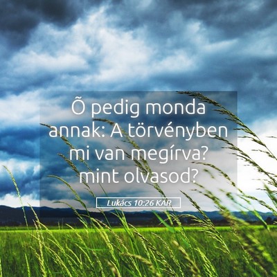 Picture 05 - Lukács 10:26 KAR - Õ pedig monda annak: A törvényben mi van - Bible Verse Picture
