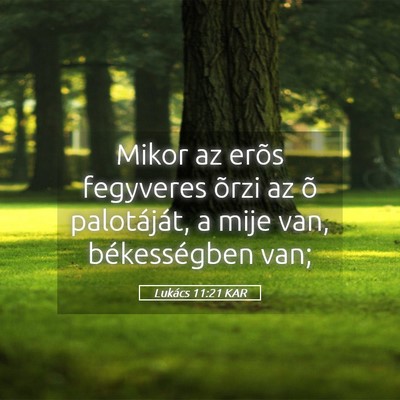 Picture 05 - Lukács 11:21 KAR - Mikor az erõs fegyveres õrzi az õ palotáját, - Bible Verse Picture