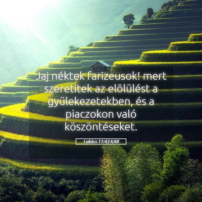 Picture 05 - Lukács 11:43 KAR - Jaj néktek farizeusok! mert szeretitek az - Bible Verse Picture