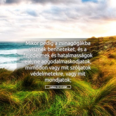Picture 05 - Lukács 12:11 KAR - Mikor pedig a zsinagógákba visznek benneteket, - Bible Verse Picture