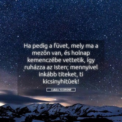 Picture 05 - Lukács 12:28 KAR - Ha pedig a füvet, mely ma a mezõn van, és - Bible Verse Picture