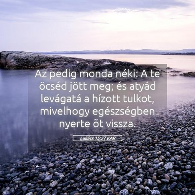 Picture 05 - Lukács 15:27 KAR - Az pedig monda néki: A te öcséd jött meg; és - Bible Verse Picture