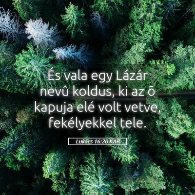 Picture 05 - Lukács 16:20 KAR - És vala egy Lázár nevû koldus, ki az õ - Bible Verse Picture