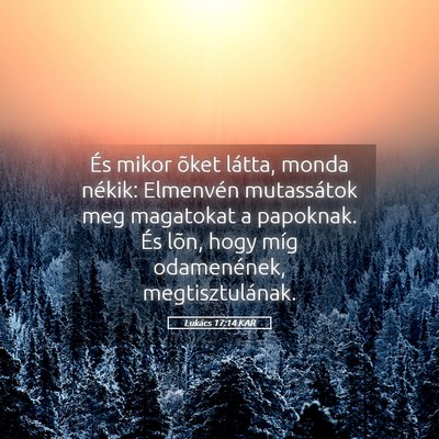 Picture 05 - Lukács 17:14 KAR - És mikor õket látta, monda nékik: Elmenvén - Bible Verse Picture