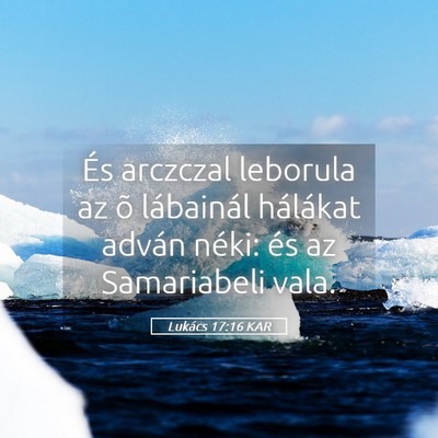 Picture 05 - Lukács 17:16 KAR - És arczczal leborula az õ lábainál hálákat - Bible Verse Picture