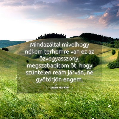Picture 05 - Lukács 18:5 KAR - Mindazáltal mivelhogy nékem terhemre van ez az - Bible Verse Picture