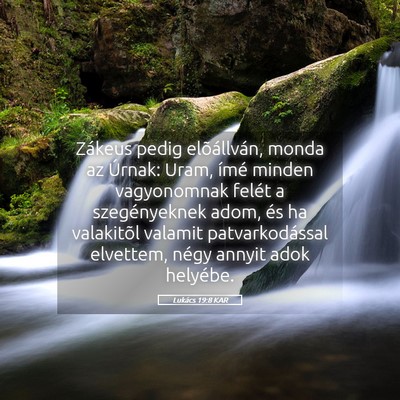 Picture 05 - Lukács 19:8 KAR - Zákeus pedig elõállván, monda az Úrnak: - Bible Verse Picture