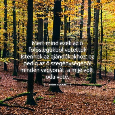 Picture 05 - Lukács 21:4 KAR - Mert mind ezek az õ fölöslegükbõl vetettek - Bible Verse Picture