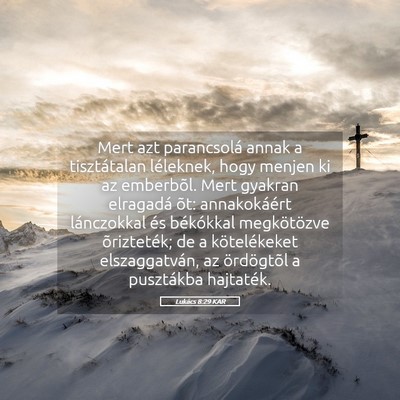 Picture 05 - Lukács 8:29 KAR - Mert azt parancsolá annak a tisztátalan - Bible Verse Picture