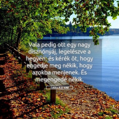 Picture 05 - Lukács 8:32 KAR - Vala pedig ott egy nagy disznónyáj, legelészve - Bible Verse Picture