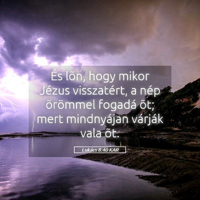Picture 05 - Lukács 8:40 KAR - És lõn, hogy mikor Jézus visszatért, a nép - Bible Verse Picture