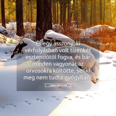 Picture 05 - Lukács 8:43 KAR - És egy asszony, ki vérfolyásban volt tizenkét - Bible Verse Picture