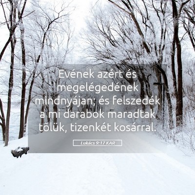 Picture 05 - Lukács 9:17 KAR - Evének azért és megelégedének mindnyájan; - Bible Verse Picture