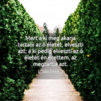 Picture 05 - Lukács 9:24 KAR - Mert a ki meg akarja tartani az õ életét, - Bible Verse Picture