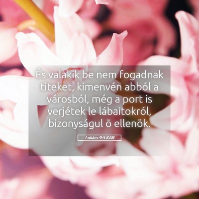 Picture 05 - Lukács 9:5 KAR - És valakik be nem fogadnak titeket, kimenvén - Bible Verse Picture