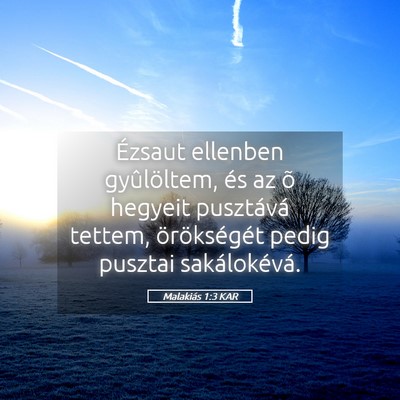 Picture 05 - Malakiás 1:3 KAR - Ézsaut ellenben gyûlöltem, és az õ hegyeit - Bible Verse Picture