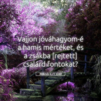 Picture 05 - Mikeás 6:11 KAR - Vajjon jóváhagyom-é a hamis mértéket, és a - Bible Verse Picture