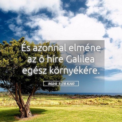 Picture 05 - Márk 1:28 KAR - És azonnal elméne az õ híre Galilea egész - Bible Verse Picture