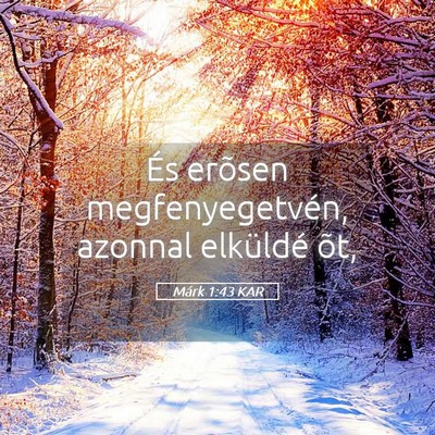 Picture 05 - Márk 1:43 KAR - És erõsen megfenyegetvén, azonnal elküldé - Bible Verse Picture