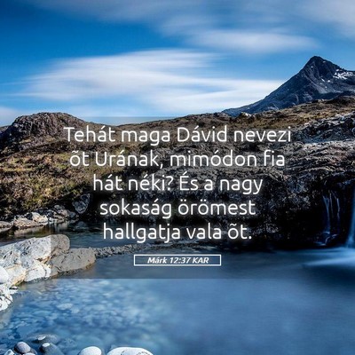 Picture 05 - Márk 12:37 KAR - Tehát maga Dávid nevezi õt Urának, mimódon - Bible Verse Picture