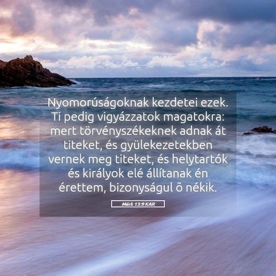 Picture 05 - Márk 13:9 KAR - Nyomorúságoknak kezdetei ezek. Ti pedig - Bible Verse Picture