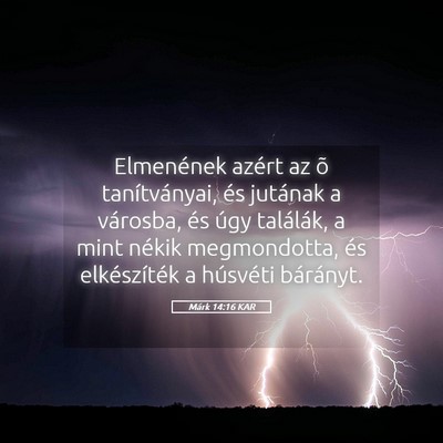 Picture 05 - Márk 14:16 KAR - Elmenének azért az õ tanítványai, és - Bible Verse Picture