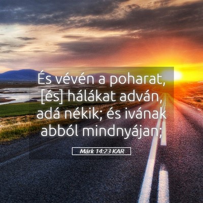 Picture 05 - Márk 14:23 KAR - És vévén a poharat, [és] hálákat adván, - Bible Verse Picture