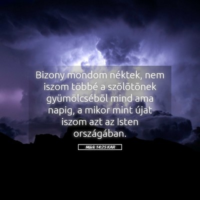 Picture 05 - Márk 14:25 KAR - Bizony mondom néktek, nem iszom többé a - Bible Verse Picture