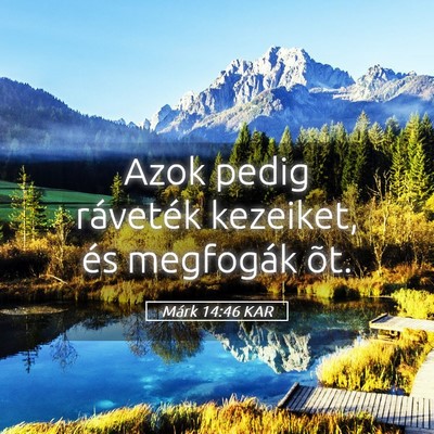 Picture 05 - Márk 14:46 KAR - Azok pedig ráveték kezeiket, és megfogák - Bible Verse Picture