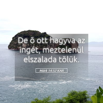 Picture 05 - Márk 14:52 KAR - De õ ott hagyva az ingét, meztelenül elszalada - Bible Verse Picture
