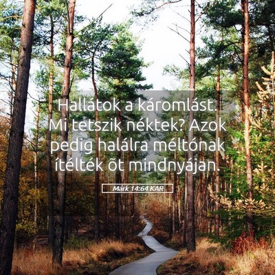 Picture 05 - Márk 14:64 KAR - Hallátok a káromlást. Mi tetszik néktek? Azok - Bible Verse Picture