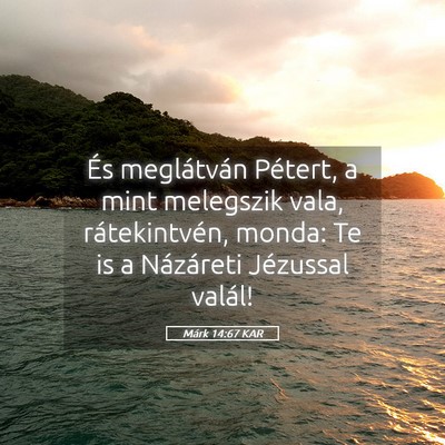 Picture 05 - Márk 14:67 KAR - És meglátván Pétert, a mint melegszik vala, - Bible Verse Picture