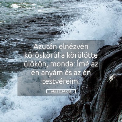 Picture 05 - Márk 3:34 KAR - Azután elnézvén köröskörül a körülötte - Bible Verse Picture