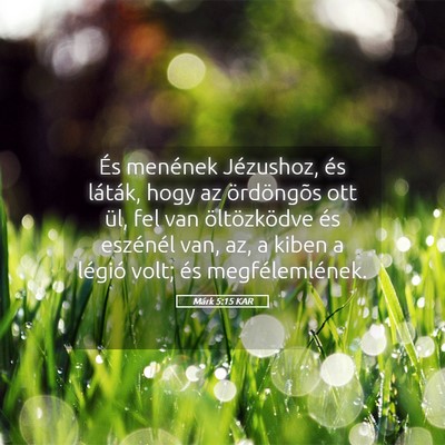 Picture 05 - Márk 5:15 KAR - És menének Jézushoz, és láták, hogy az - Bible Verse Picture