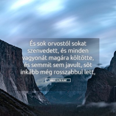 Picture 05 - Márk 5:26 KAR - És sok orvostól sokat szenvedett, és minden - Bible Verse Picture