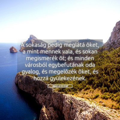 Picture 05 - Márk 6:33 KAR - A sokaság pedig meglátá õket, a mint mennek - Bible Verse Picture