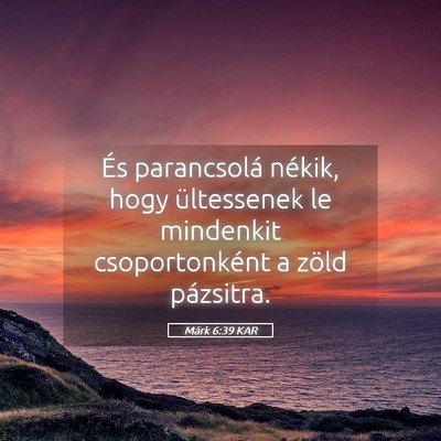 Picture 05 - Márk 6:39 KAR - És parancsolá nékik, hogy ültessenek le - Bible Verse Picture
